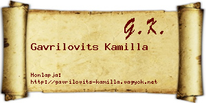 Gavrilovits Kamilla névjegykártya